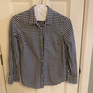 J crew gingham black and white button up size 4
